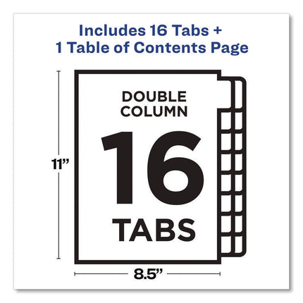 Customizable TOC Ready Index Double Column Multicolor Tab Dividers, 16-Tab, 1 to 16, 11 x 8.5, White, 1 Set