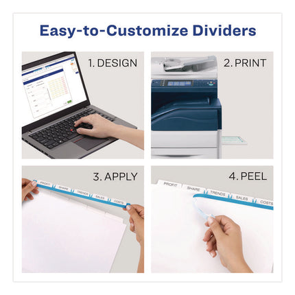 Print and Apply Index Maker Clear Label Dividers, Copiers, 5-Tab, 11 x 8.5, White, 5 Sets