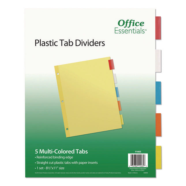Plastic Insertable Dividers, 5-Tab, 11 x 8.5, Assorted Tabs, 1 Set