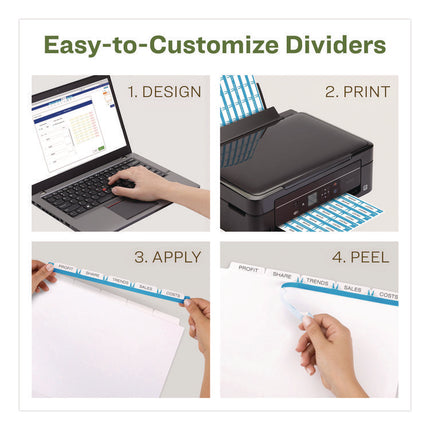 Index Maker Ecofriendly Print And Apply Clear Label Dividers With White Tabs, 5-Tab, 11 X 8.5, White, 5 Sets