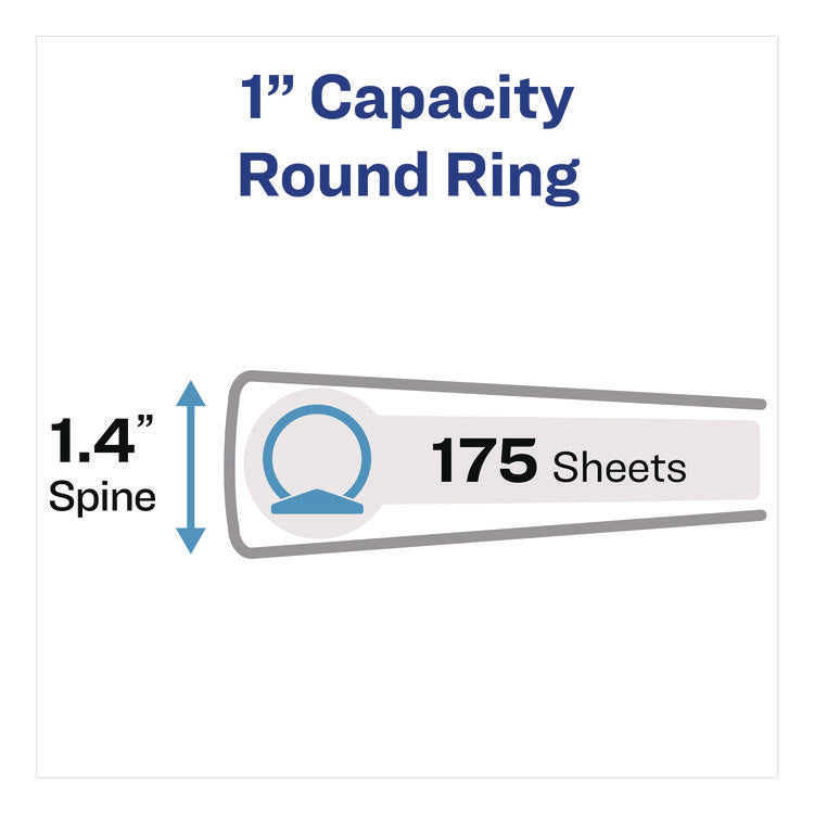 Mini Size Protect And Store View Binder With Round Rings, 3 Rings, 1" Capacity, 8.5 X 5.5, Blue