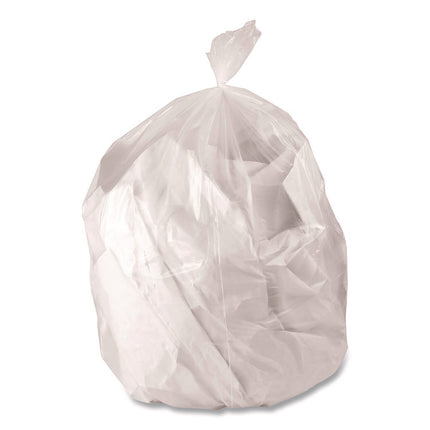 Low-Density Waste Can Liners, 45 gal, 0.9 mil, 40 x 46, Clear, Perforated Roll, 100/Carton