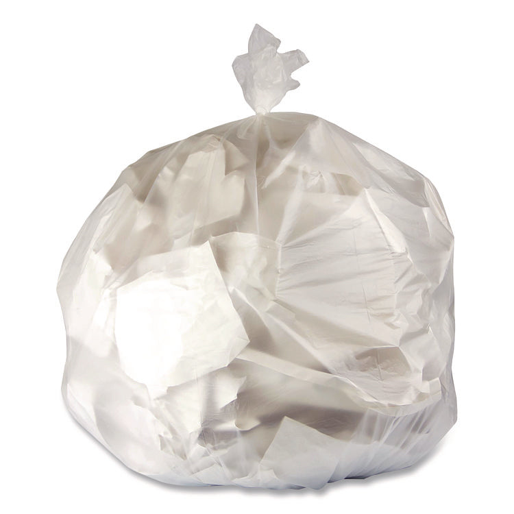 High-Density Can Liners, 45 gal, 12 mic, 40 x 48, Natural, Perforated Roll, 250/Carton