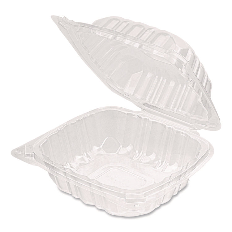 Polypropylene Plastic Hinged Container, 6 x 6 x 3.3, Clear, Plastic, 50/Pack, 6 Packs/Carton