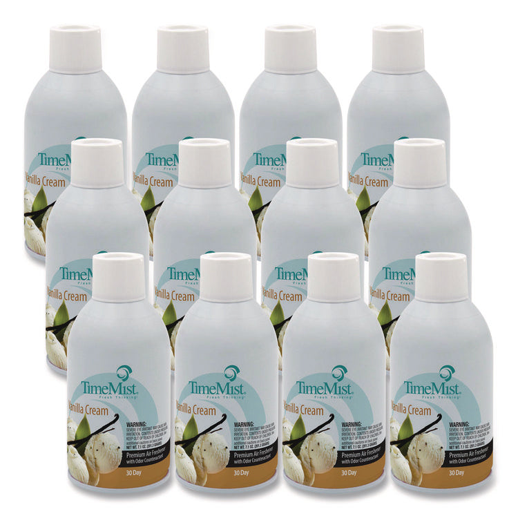 Premium Metered Air Freshener Refill, Vanilla Cream, 5.3 Oz Aerosol Spray, 12/carton