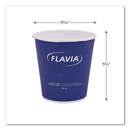 Hot Beverage Paper Cup 10 oz, FLAVIA Design, Blue, 100/Sleeve, 10 Sleeves/Carton