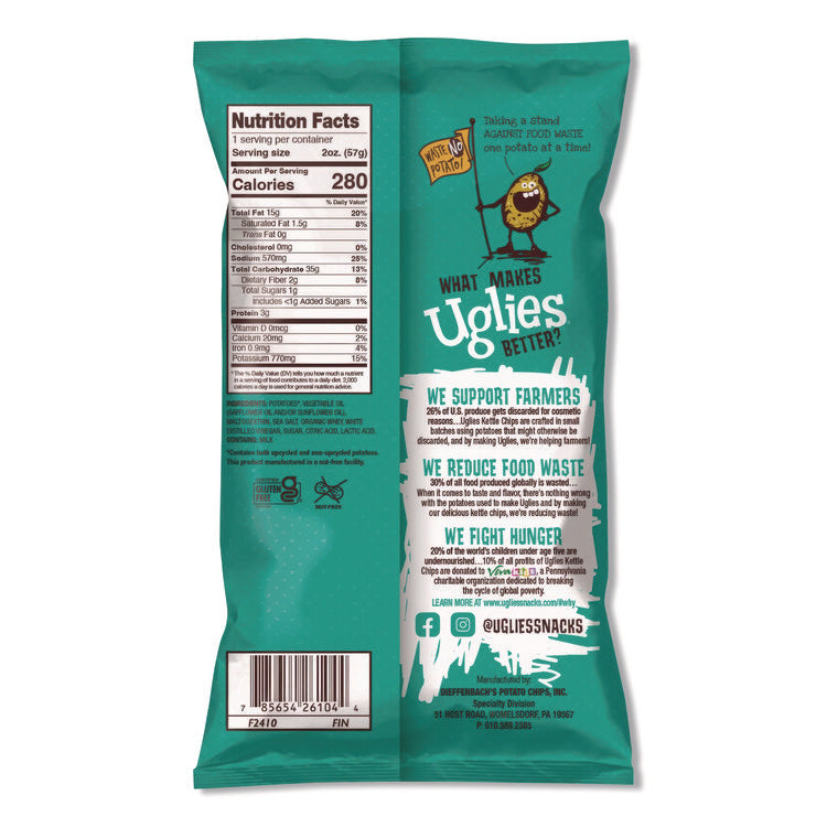 Kettle Potato Chips, Salt and Vinegar, 2 oz Bags, 24/Carton