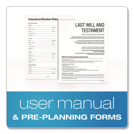 Last Will and Testament Digital Forms Kit with Manual and Estate Guide, Inkjet/Laser, 8.5 x 11, Unlimited Number of Forms
