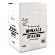 Wrapped Polypropylene Stirrers, 5.5", Black, 500/Box