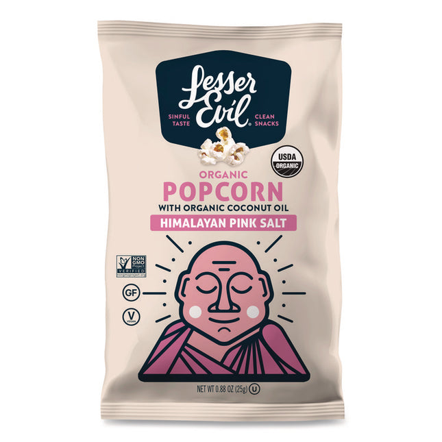 Snack Organic Himalayan Pink Salt Popcorn, 0.88 oz Bag, 18/Carton