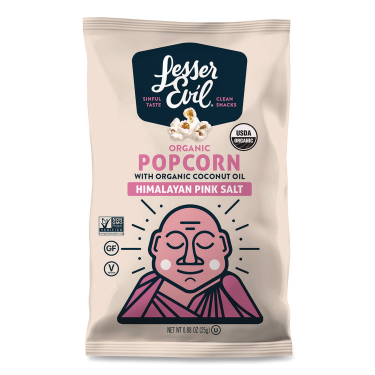 Snack Organic Himalayan Pink Salt Popcorn, 0.88 oz Bag, 18/Carton