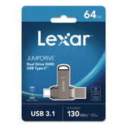 JumpDrive D400 USB 3.1 Flash Drive, 64 GB, Titanium