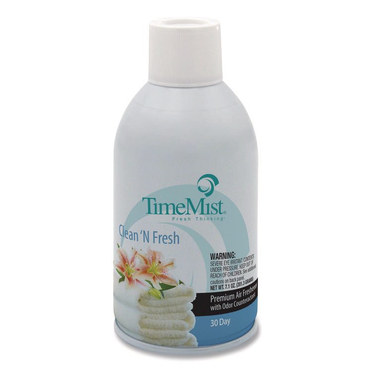 Premium Metered Air Freshener Refill, Clean N Fresh, 7.1 Oz Aerosol Spray, 12/carton