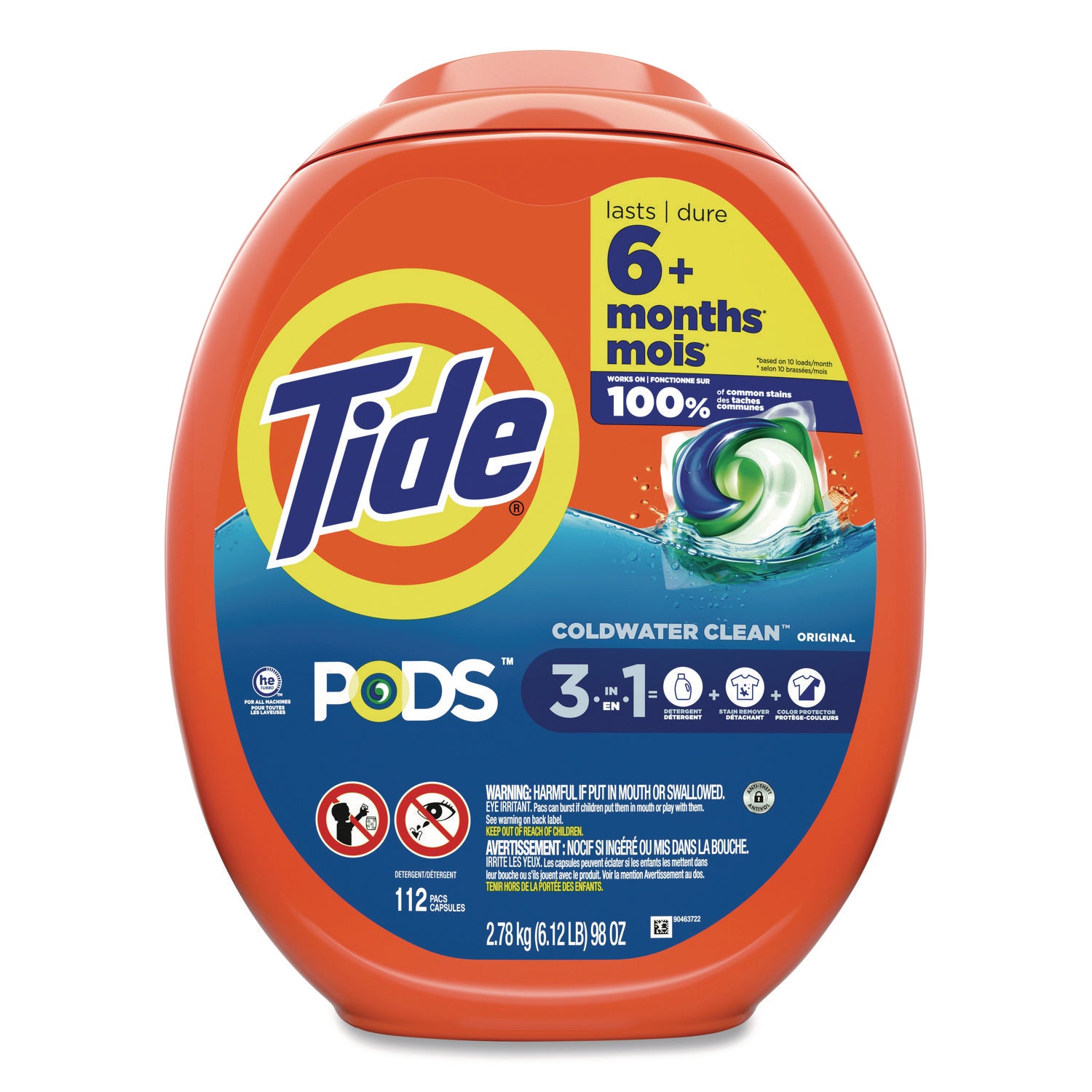 PODS Laundry Detergent, Pods, Tide Original, 112 Pods/Tub