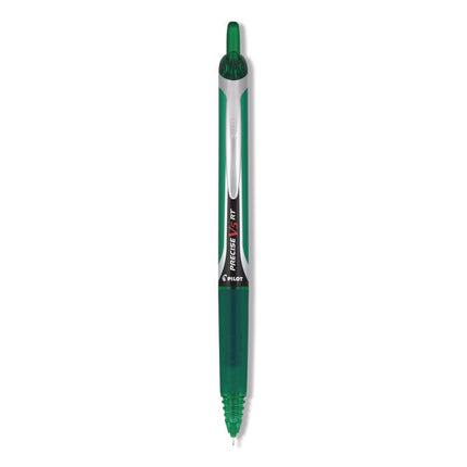 Precise V5RT Rollerball Pen, Retractable, Extra-Fine 0.5 mm, Green Ink, Green/Silver Barrel