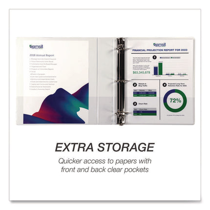 Durable D-Ring View Binders, 3 Rings, 1.5" Capacity, 11.5" x 8.5", White, 4/Pack