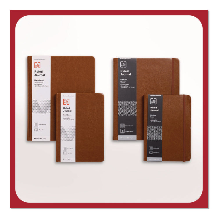 Flexible-Cover Business Journal with Elastic Closure, 1-Subject, Narrow Rule, Mauve Cover, (128) 8 x 5.5 Sheets