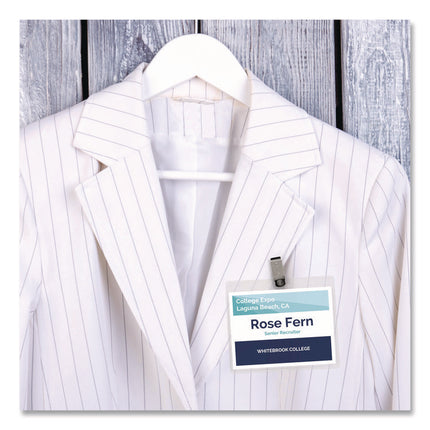 Heavy-Duty Clip-Style Badge Holders, Horizontal, 4 X 3, Clear, 100/box