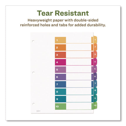 Customizable Table Of Contents Ready Index Dividers With Multicolor Tabs, 10-Tab, 1 To 10, 11 X 8.5, White, 3 Sets