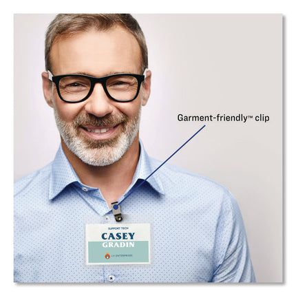 Clip-Style Badge Holder With Laser/inkjet Insert, Top Load, 3.5 X 2.25, White, 100/box