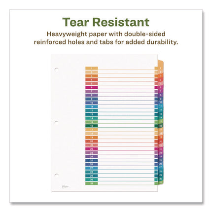 Customizable Table Of Contents Ready Index Dividers With Multicolor Tabs, 31-Tab, 1 To 31, 11 X 8.5, White, 1 Set