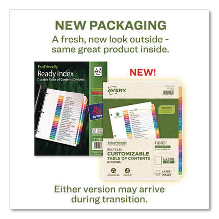 Customizable Table Of Contents Ready Index Dividers With Multicolor Tabs, 26-Tab, A To Z, 11 X 8.5, White, 1 Set