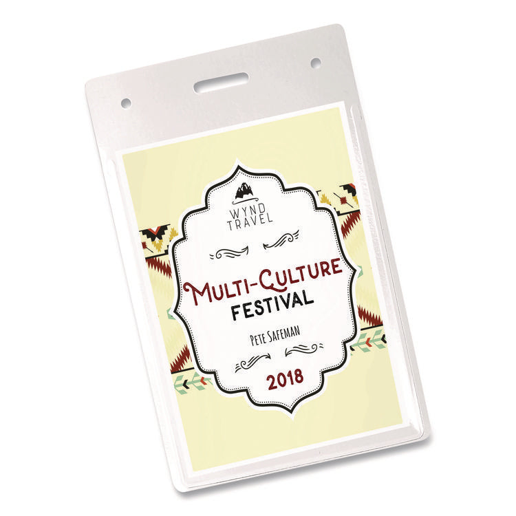 Secure Top Heavy-Duty Badge Holders, Vertical, 3w X 4h, Clear, 25/pack