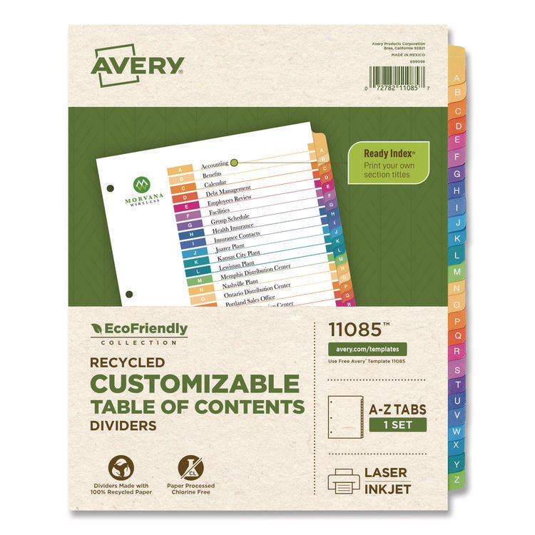 Customizable Table Of Contents Ready Index Dividers With Multicolor Tabs, 26-Tab, A To Z, 11 X 8.5, White, 1 Set