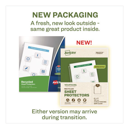 Top-Load Recycled Polypropylene Sheet Protector, Semi-Clear, 100/box