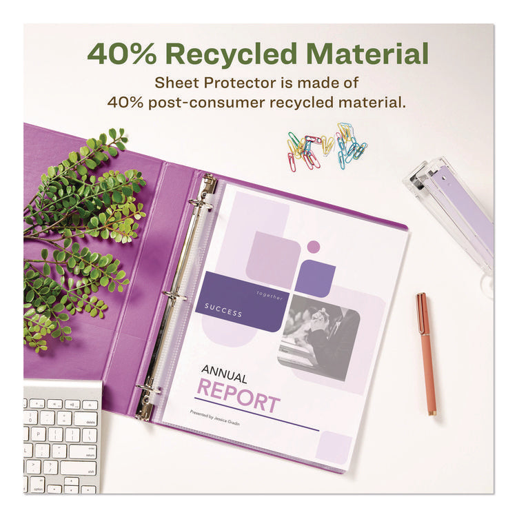 Top-Load Recycled Polypropylene Sheet Protector, Semi-Clear, 100/box