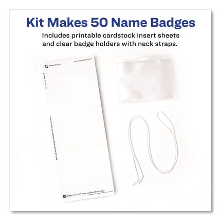 Necklace-Style Badge Holder W/laser/inkjet Insert, Top Load, 4 X 3, We, 50/box