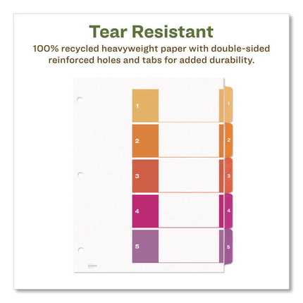 Customizable Table Of Contents Ready Index Dividers With Multicolor Tabs, 5-Tab, 1 To 5, 11 X 8.5, White, 3 Sets