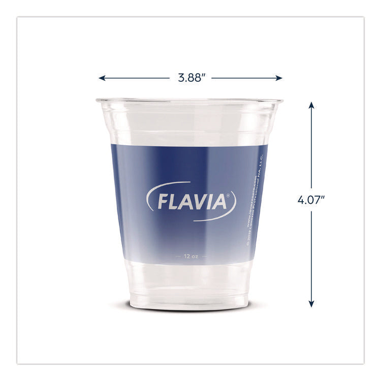 Cold Cups 12 oz, Blue Band Flavia Logo, Clear/Blue, 1,000/Carton