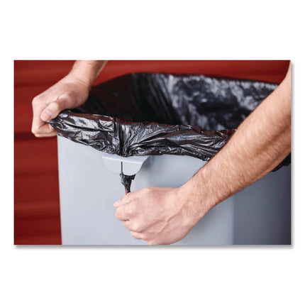 Universal Square Trash Can with Swing Lid, 23 gal, Plastic, Gray