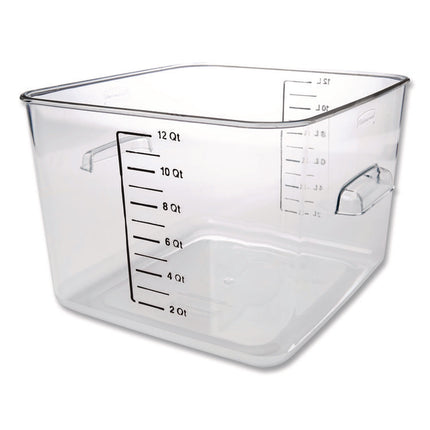 Square Storage Container, 12 qt, 10.5 x 11.31 x 7.75, Clear, Plastic
