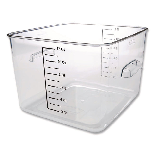 Square Storage Container, 12 qt, 10.5 x 11.31 x 7.75, Clear, Plastic