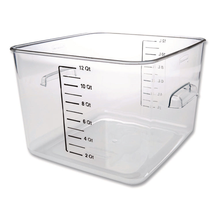 Square Storage Container, 12 qt, 10.5 x 11.31 x 7.75, Clear, Plastic
