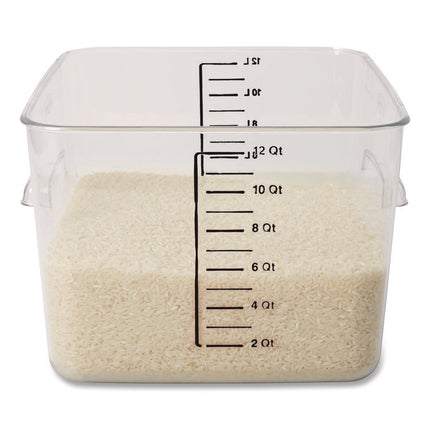 Square Storage Container, 12 qt, 10.5 x 11.31 x 7.75, Clear, Plastic