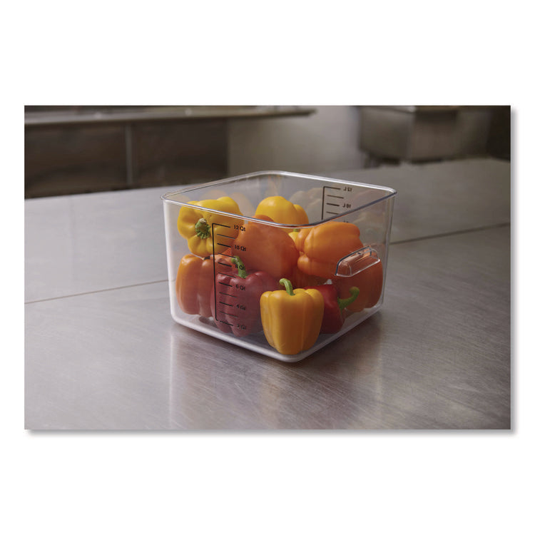 Square Storage Container, 12 qt, 10.5 x 11.31 x 7.75, Clear, Plastic