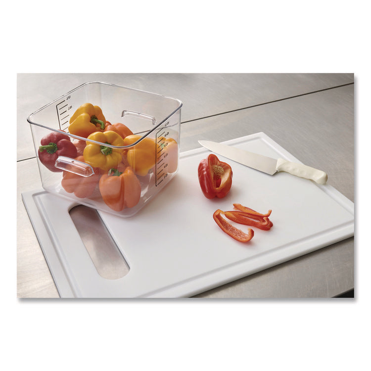 Square Storage Container, 12 qt, 10.5 x 11.31 x 7.75, Clear, Plastic