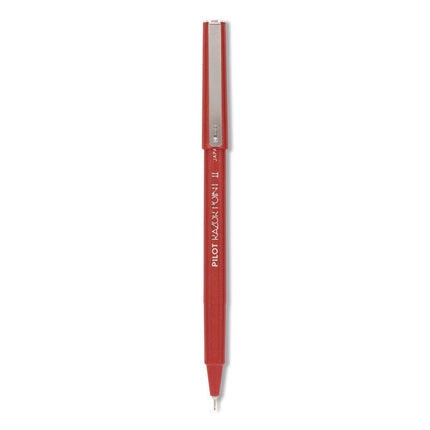 Razor Point II Super Fine Line Porous Point Pen, Stick, Super-Fine 0.2 mm, Red Ink, Red Barrel, Dozen