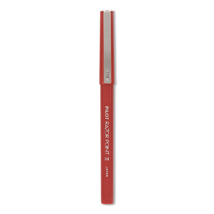 Razor Point II Super Fine Line Porous Point Pen, Stick, Super-Fine 0.2 mm, Red Ink, Red Barrel, Dozen