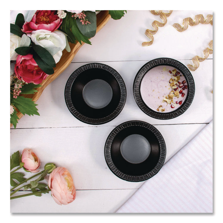 Quiet Classic Laminated Foam Dinnerware, Bowl, 5 oz, Black, 125/Sleeve, 8 Sleeves/Carton