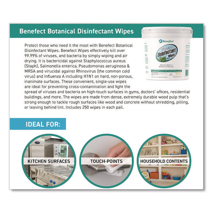 Botanical Disinfectant Wipes, 6 x 7, Light Lemon and Thyme, 250/Bucket