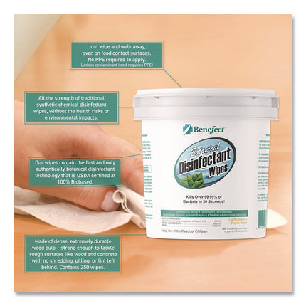 Botanical Disinfectant Wipes, 6 x 7, Light Lemon and Thyme, 250/Bucket