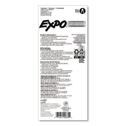 Wet Erase Markers, Fine Bullet Tip, Assorted Colors, 4/Pack