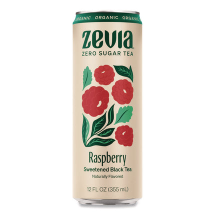 Zero Sugar Naturally Sweetened Black Tea, Raspberry Black Tea, 12 oz can, 12/Carton