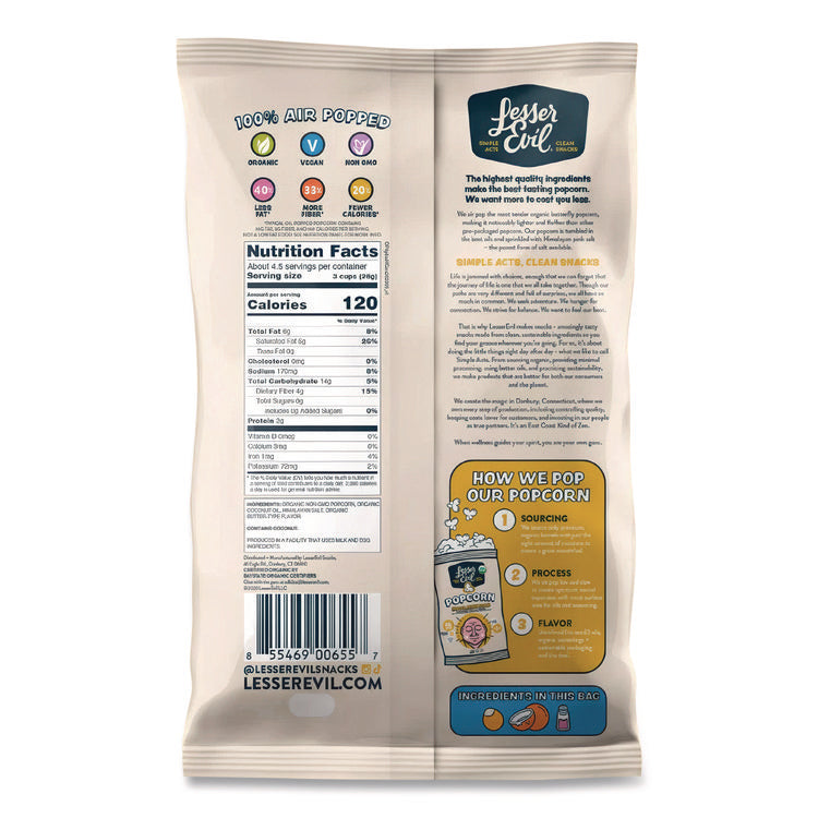 Snack Organic Himalayan Gold Popcorn, 0.88 oz Bag, 18/Carton