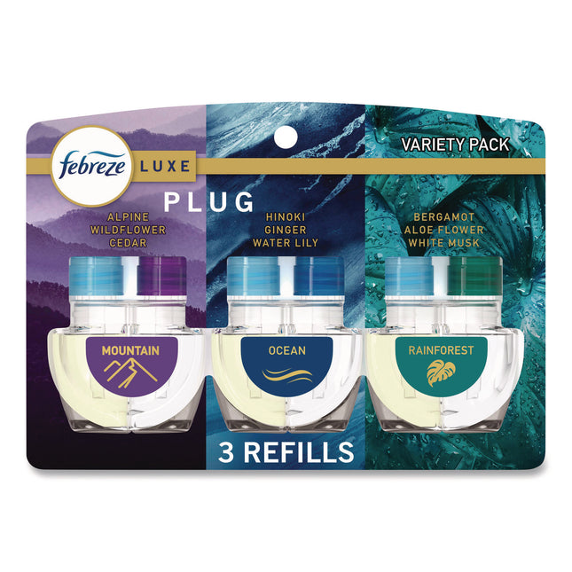 PLUG Air Freshener Refills, Mountain/Ocean/Rainforest, 2.63 oz, 3/Pack, 6 Packs/Carton