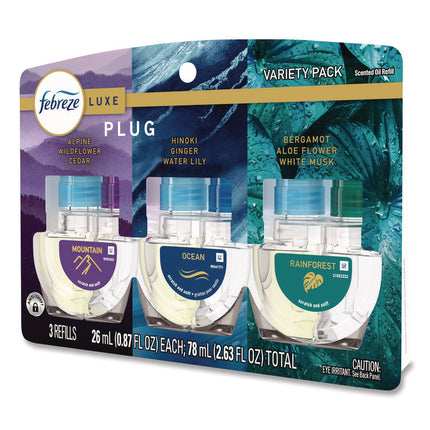 PLUG Air Freshener Refills, Mountain/Ocean/Rainforest, 2.63 oz, 3/Pack, 6 Packs/Carton